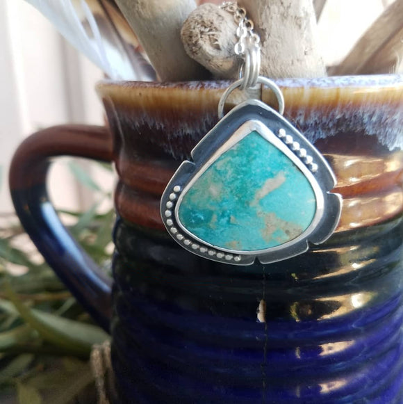 Sonoran Turquoise Pendant Handmade in Sterling Silver